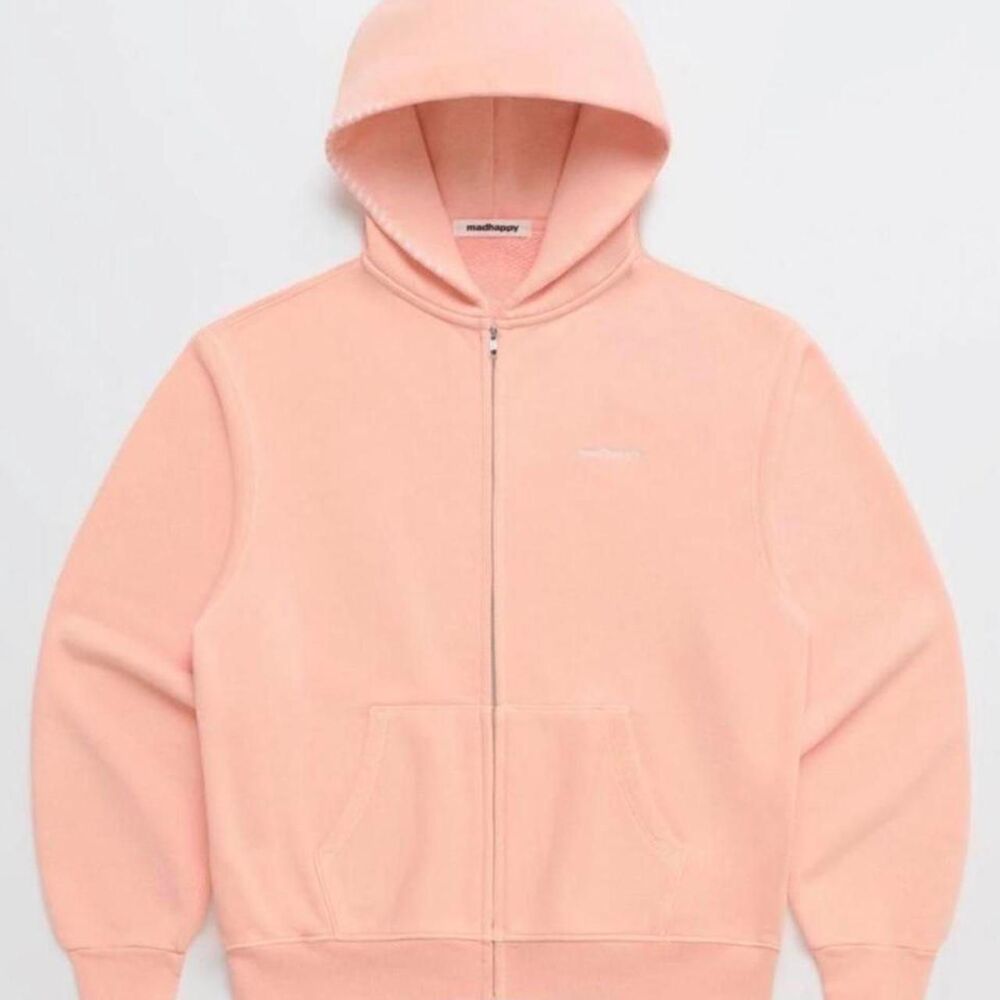 NWT Madhappy Classics Fleece Zip Up Hoodie - Soft Tangerine